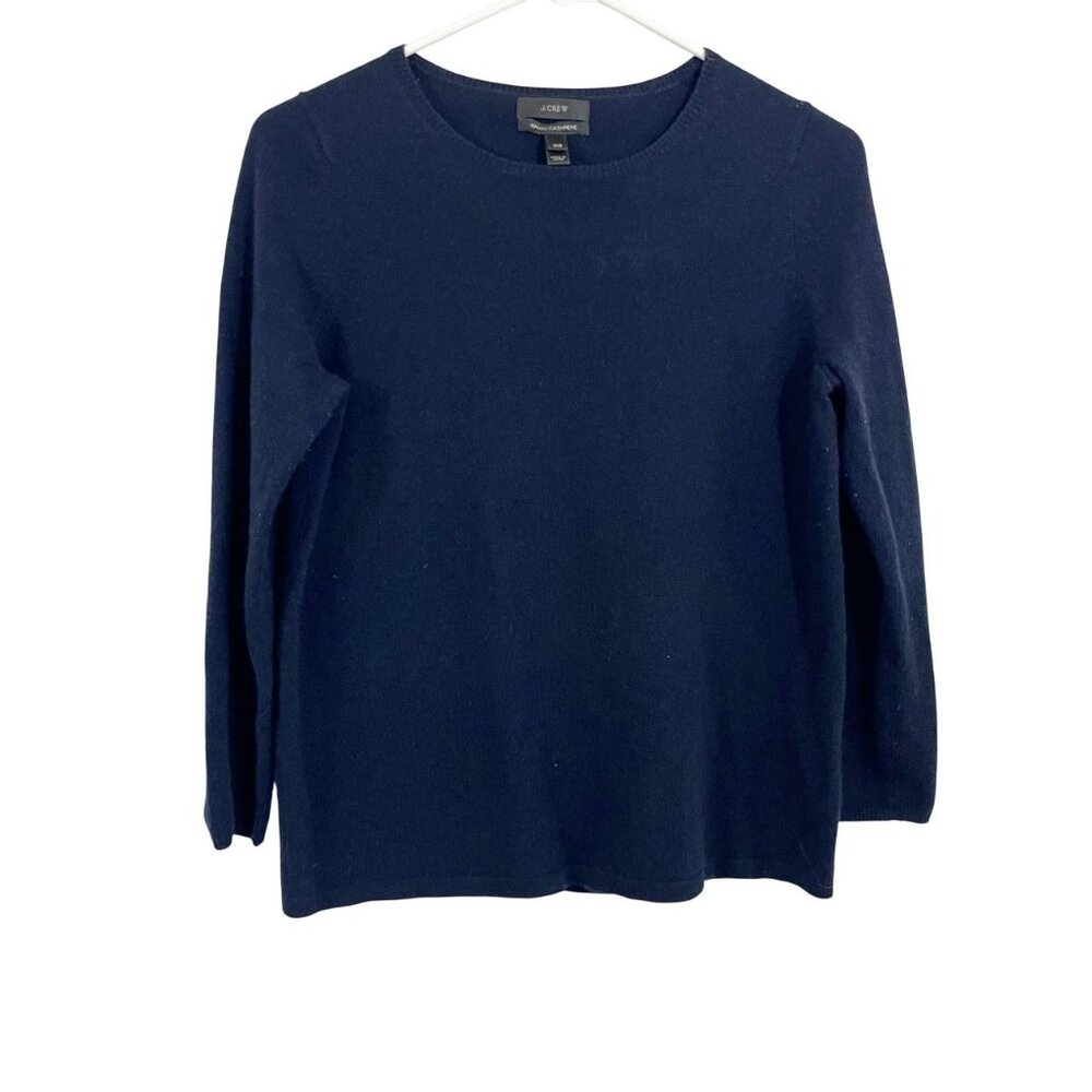 J. Crew Italian Cashmere Navy Blue Crewneck Pullover Sweater - Size XXS